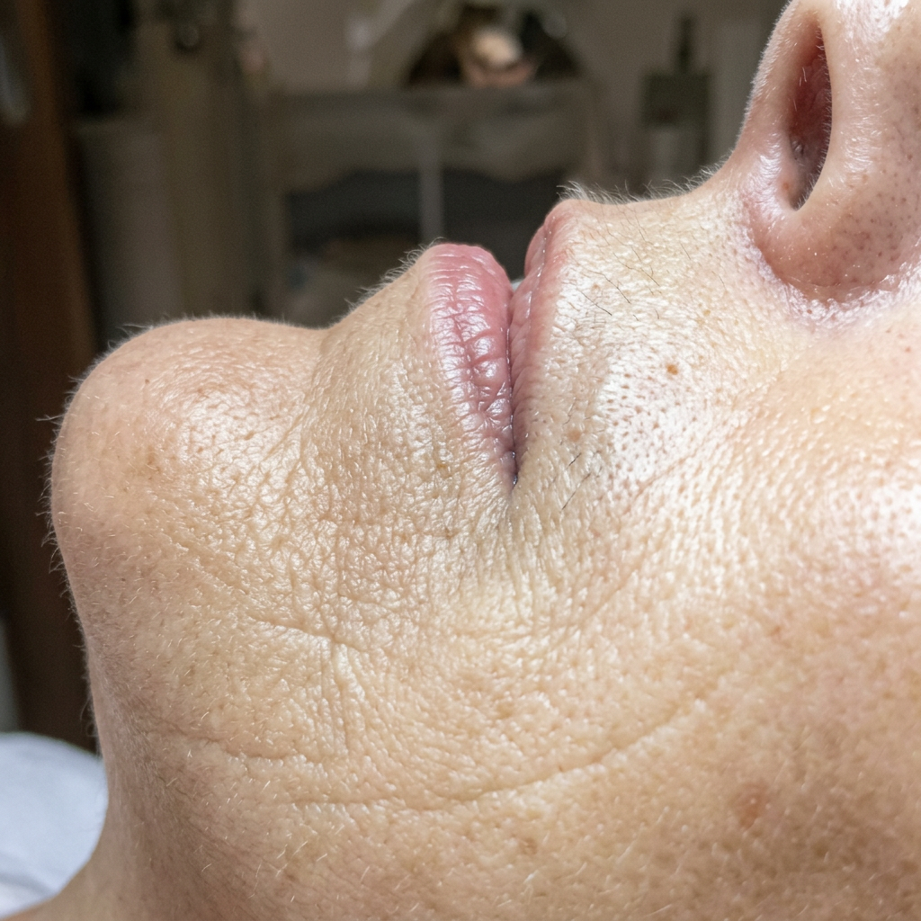 Mundpartie einer Kundin vor und nach der Mikrodermabrasion – nach der Behandlung